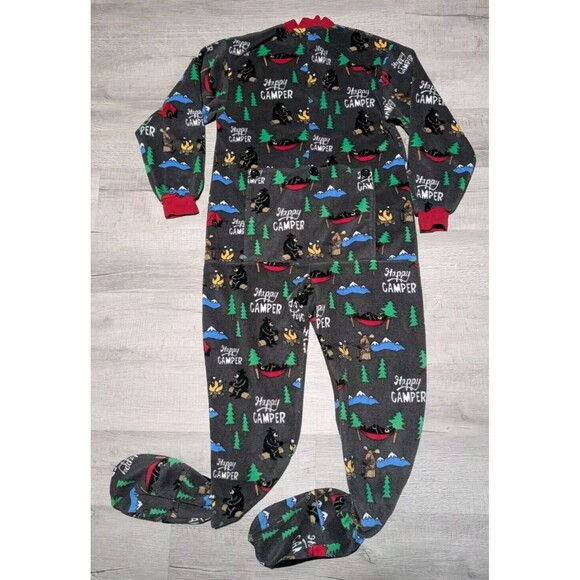 Lazy One Happy Camper Footy Pajamas Zip Up Men's Size Medium w/ Back Rear Flap - Picture 6 of 12